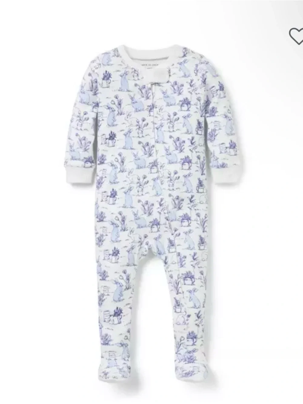 Janie and Jack White Footed Pajama with Light Blue Toile Print